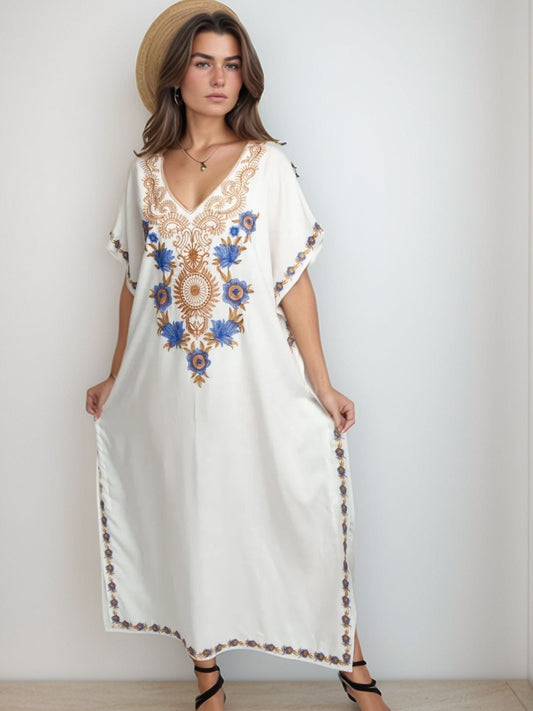 Kaftan cléo branco bordado