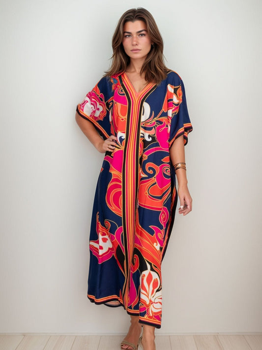 Kaftan abstrato marinho