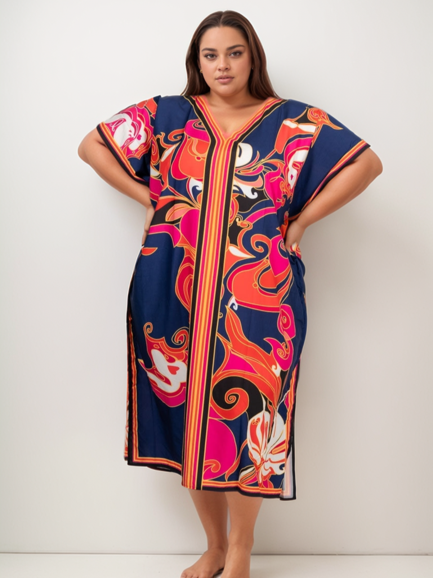Kaftan abstrato marinho
