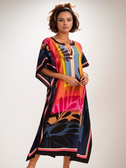 Kaftan folhagem preto