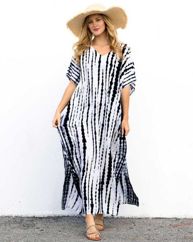 Kaftan sole tie dye branco