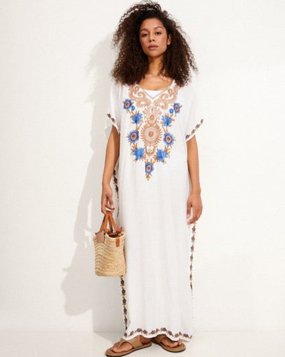 Kaftan cléo branco bordado