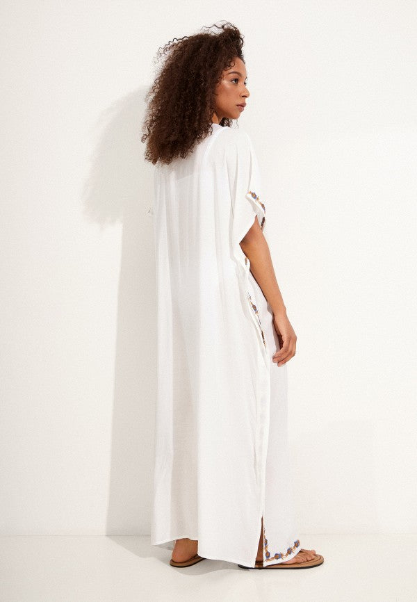 Kaftan cléo branco bordado