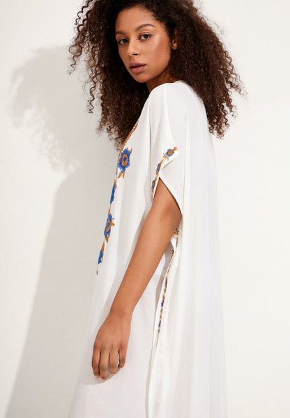 Kaftan cléo branco bordado
