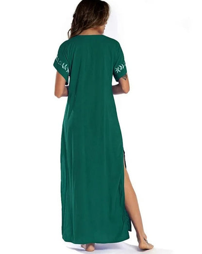 Kaftan veneza menta bordado branco
