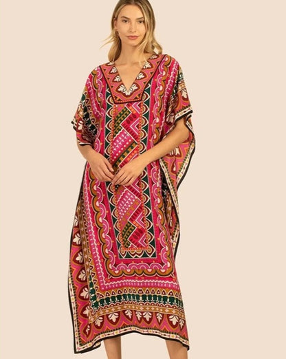 Kaftan tapeçaria rosa