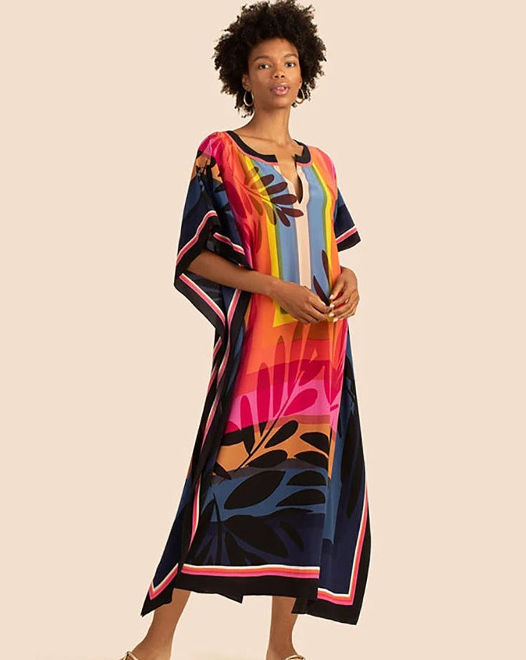 Kaftan folhagem preto