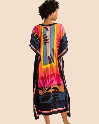 Kaftan folhagem preto