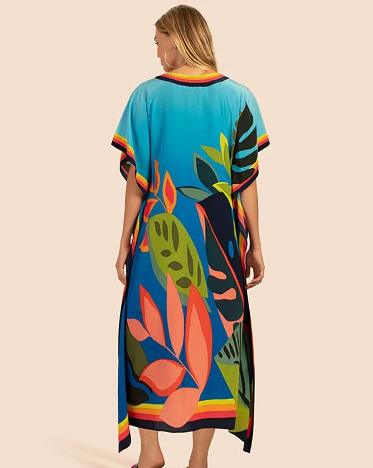 Kaftan floral azul