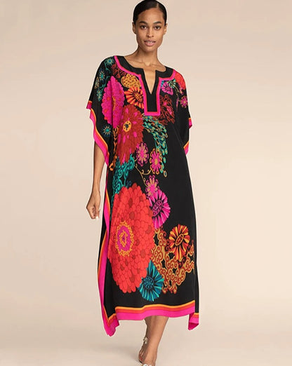 Kaftan floral preto