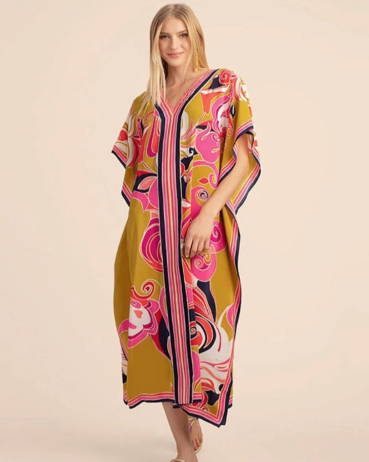 Kaftan abstrato mostarda