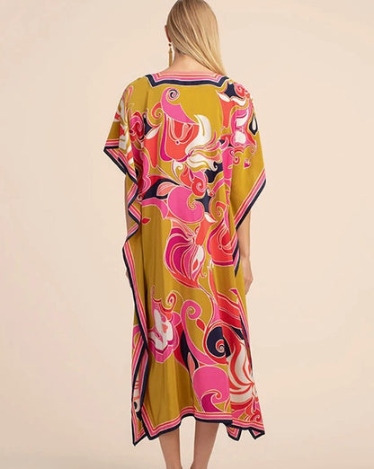 Kaftan abstrato mostarda