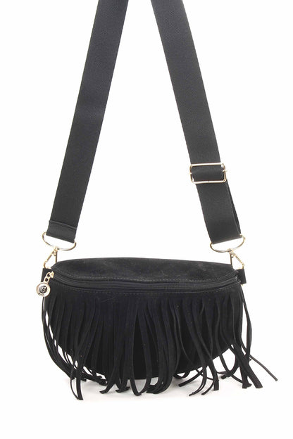 Bolsa pochete boho em camurça